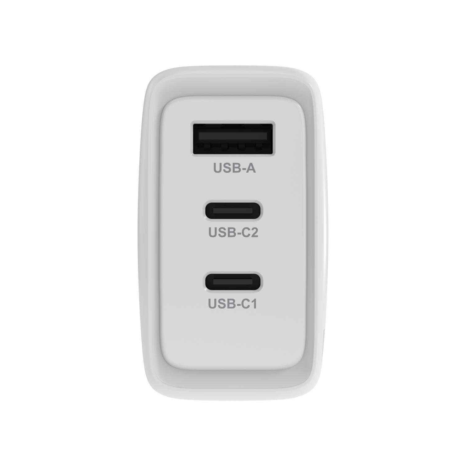 Wall Charger 3 Port 65W PD 2 USB-C & USB-A White